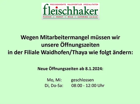 Geänderte Öffnungszeiten!